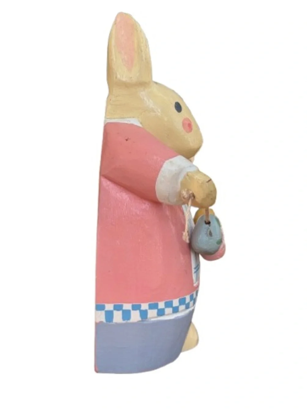 Vintage Midwest Importers Wooden Rabbit w/ Egg Garland Folk Art Country Cottage